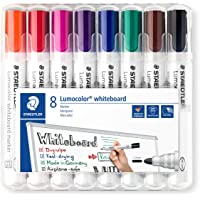STAEDTLER 351WP8 Rotuladores para pizarra blanca Lumocolor- inodoro- secado rápido y recargable- paquete de 8 unidades…